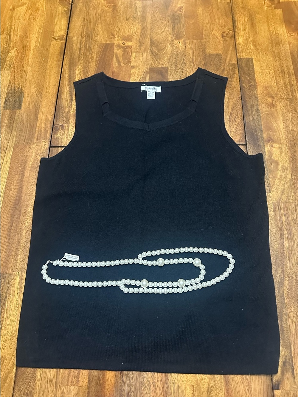 Women’s Black Sleeveless Knit Tank Top with Scoop Neck